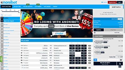anonibet casino frontpage