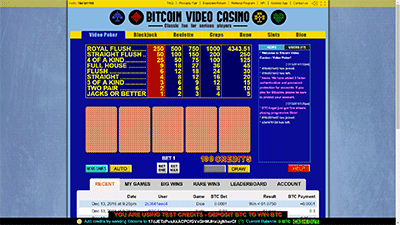 bitcoin video casino frontpage