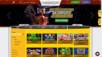 Limoplay Casino Frontpage